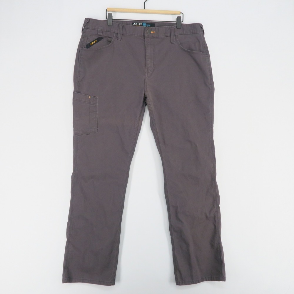 Ariat M7 Pants Mens 38/34 Gray Slim Straight Leg Workwear Durastretch